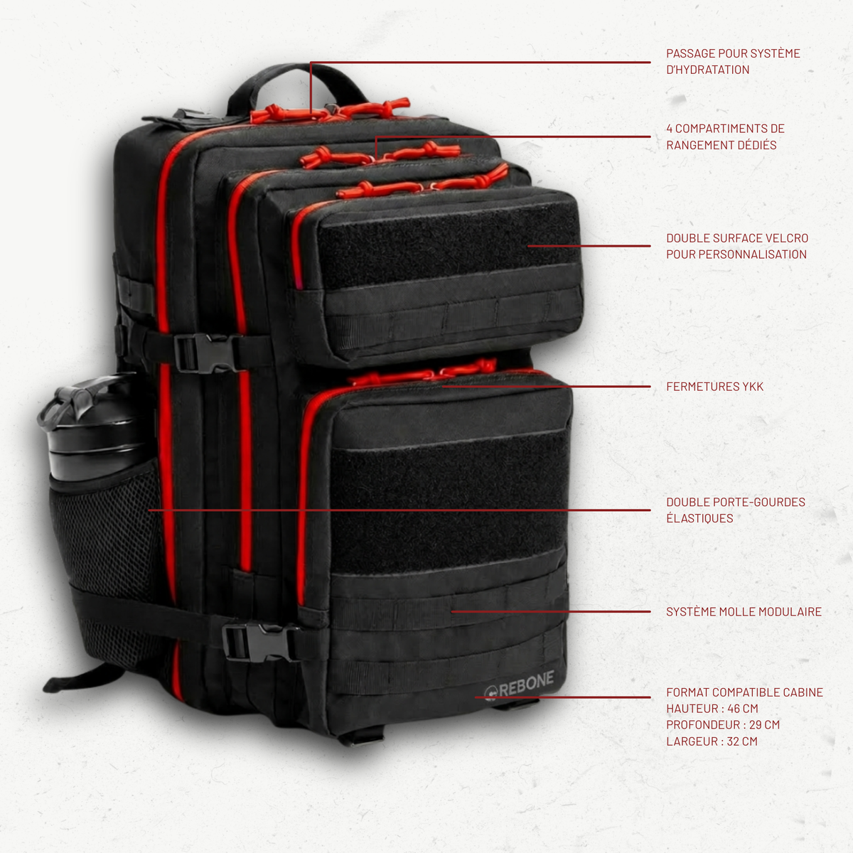 CARRY ONE 45L - NOIR & ROUGE
